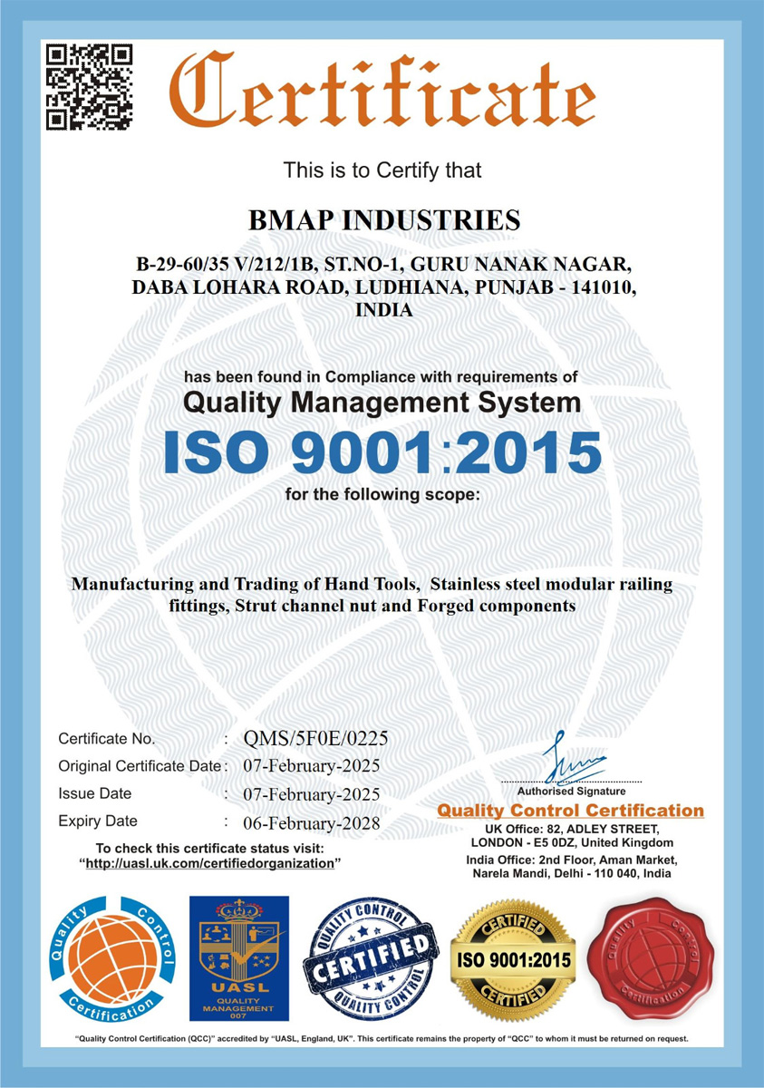 BMAP Industries ISO 9001:2015 Certified